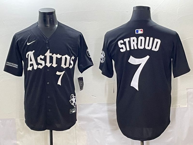 Men 2025 Houston Astros #7 Stroud Black Five generations Joint Name Nike MLB Jersey style 9->houston astros->MLB Jersey
